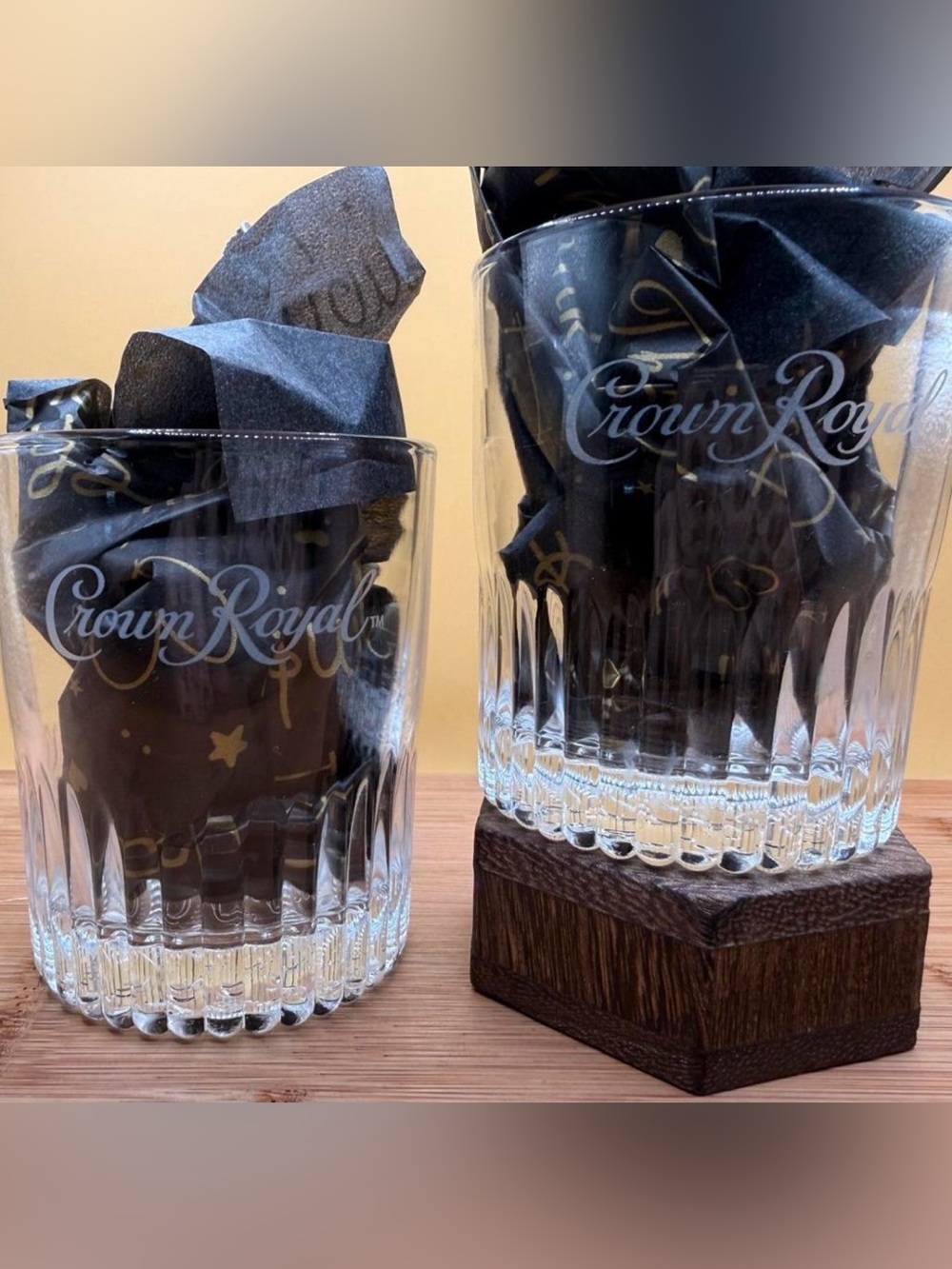 Crown Royal Whiskey Glass Set of 2 Rocks Glasses 3.5” Etched Barware